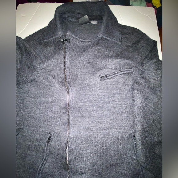 Armani Exchange A/X ASYMETRIC ZIPPERED SWEATER Medium Black Full Zip BB-7 - Picture 2 of 5